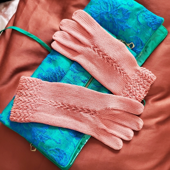 Pink Vintage hand made 💗 gloves s/m - Picture 7 of 8